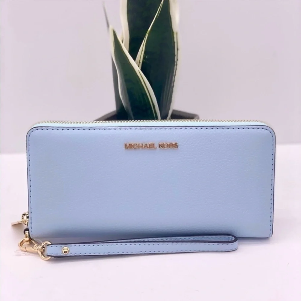 Michael Kors Large Continental Wallet Wristlet Vista Blue